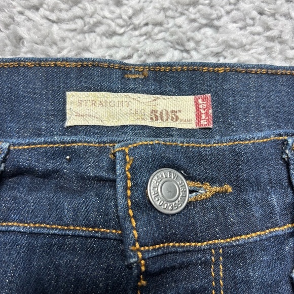 Vintage Levis Womens 8 505 Straight Capri Dark Wash Stretch Raw Hem Frayed Denim - Picture 2 of 5